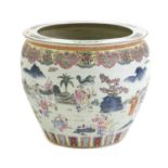 A large Chinese famille rose fish bowl,