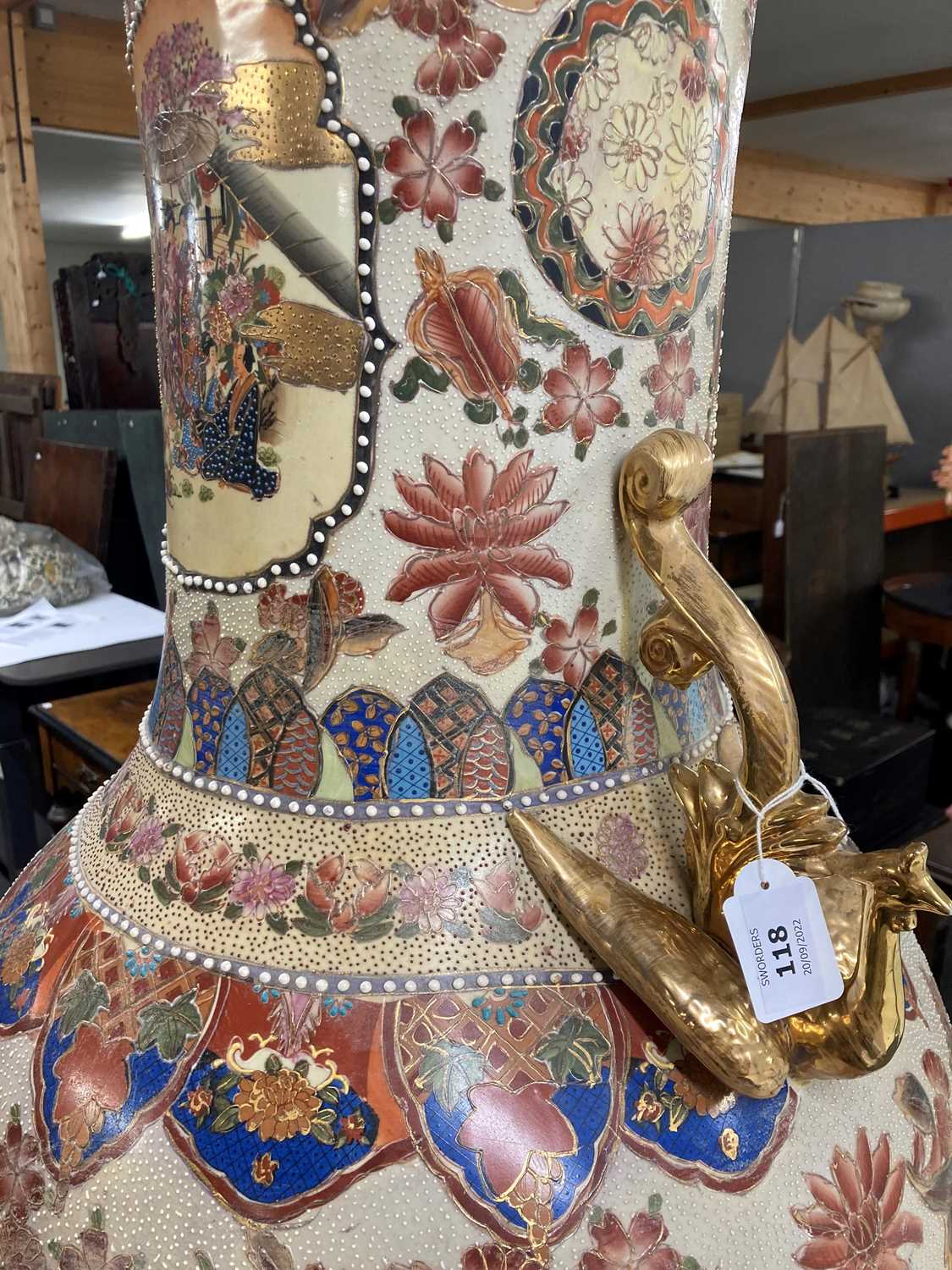 A large Japanese Satsuma ware vase, - Image 42 of 57