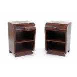 A pair of Art Deco walnut bedside tables