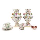 A pair of Meissen style porcelain vases,