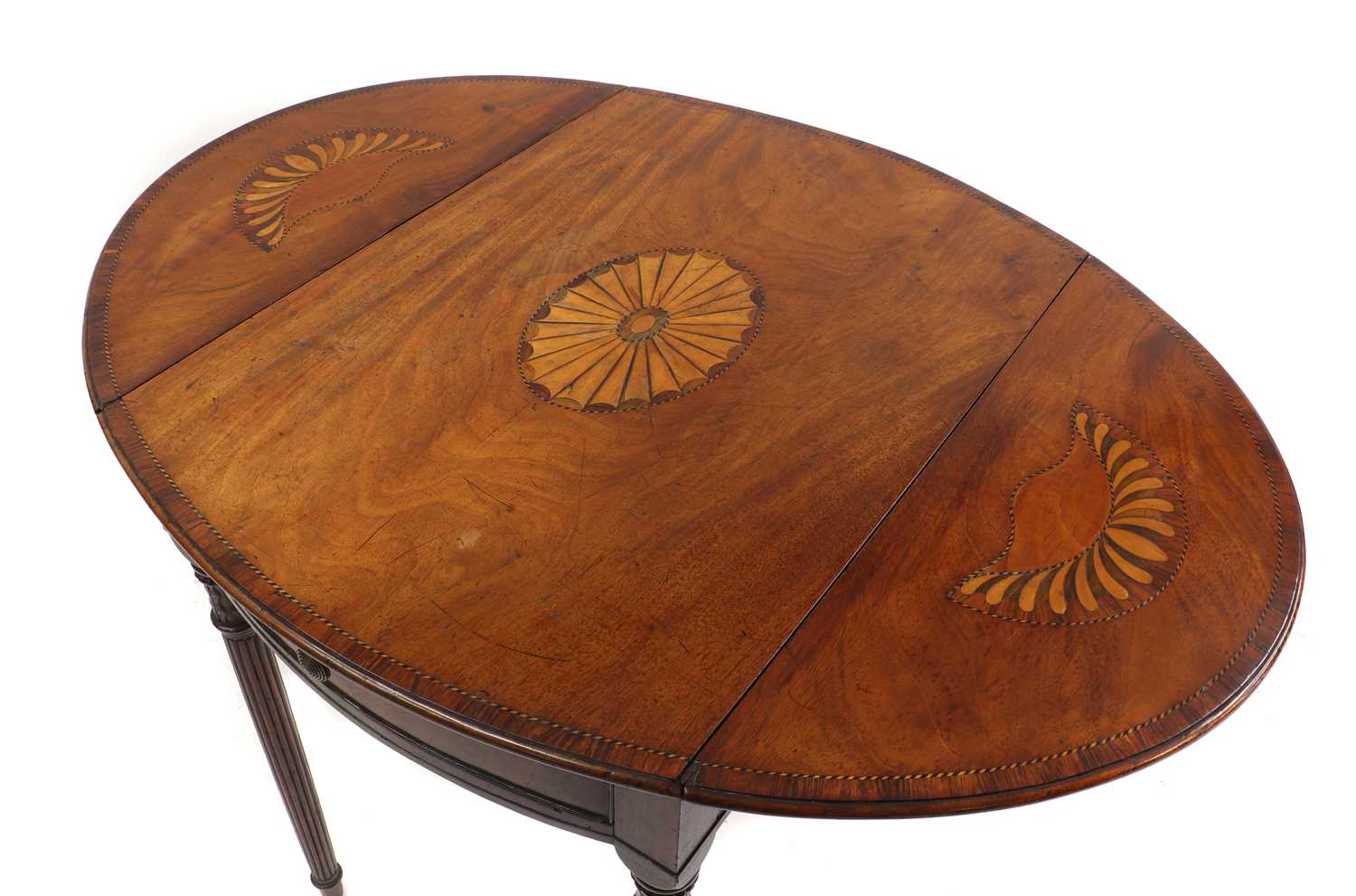 A George III mahogany inlaid and marquetry pembroke table - Image 2 of 14