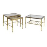 A Maison Jansen type brass framed occasional table