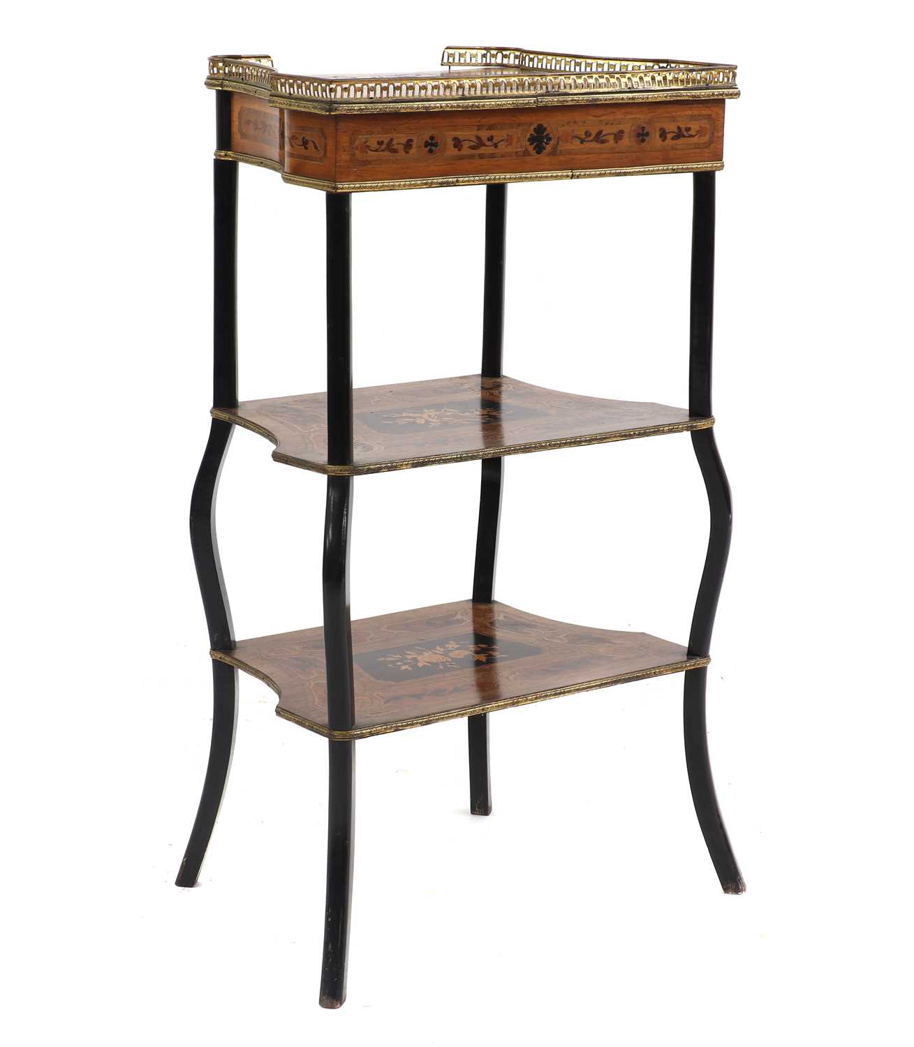 A French rosewood rosewood three tier etagere, - Image 4 of 4