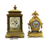 A late Victorian brass mantel clock