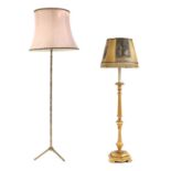 A brass faux bamboo floor lamp,