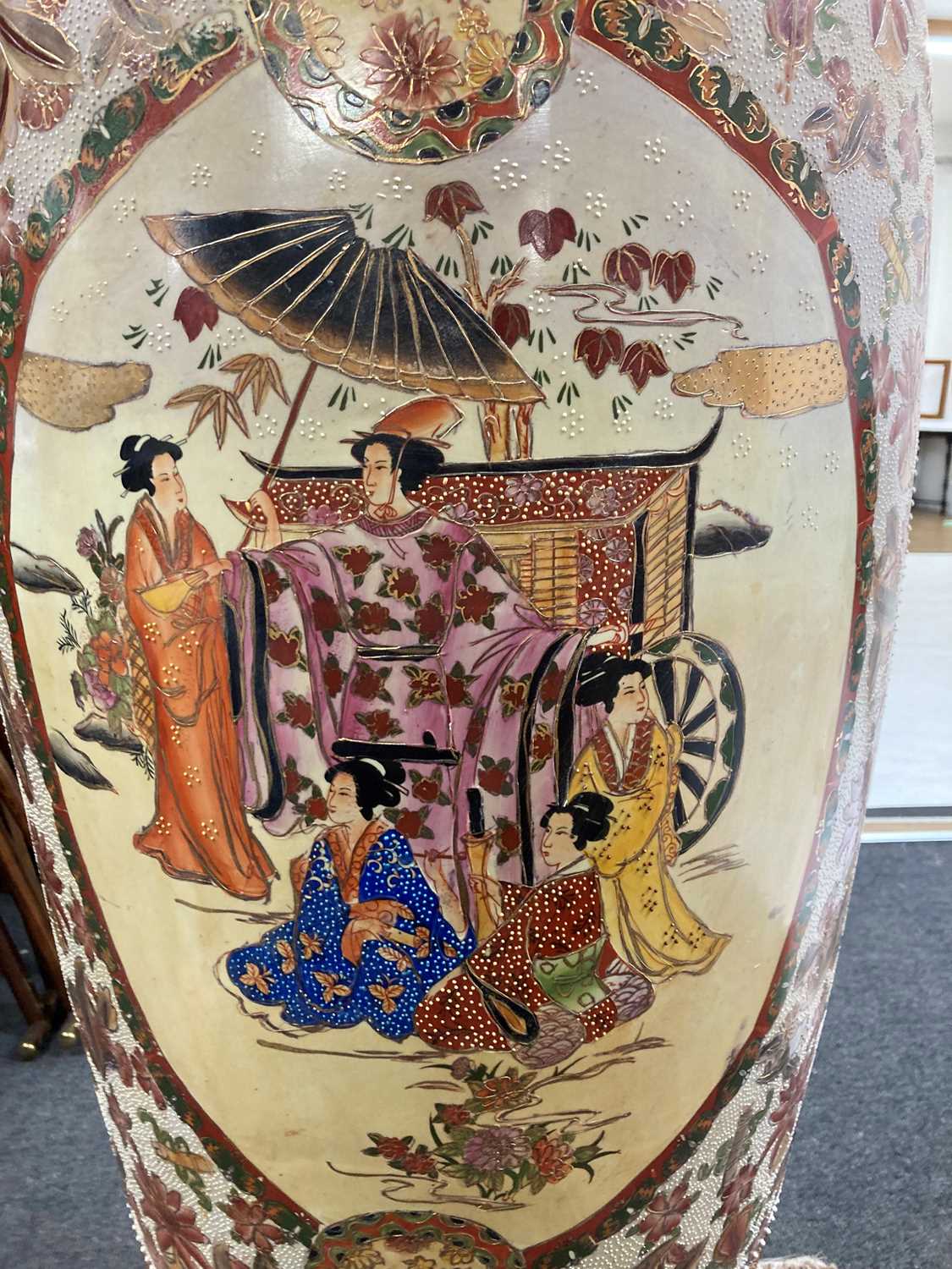 A large Japanese Satsuma ware vase, - Image 19 of 57