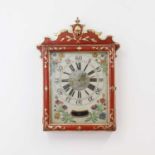A painted and parcel-gilt weight-driven wall clock,