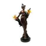 An Art Nouveau style spelter table lamp