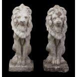 A pair of reconstituted stone guard Lions