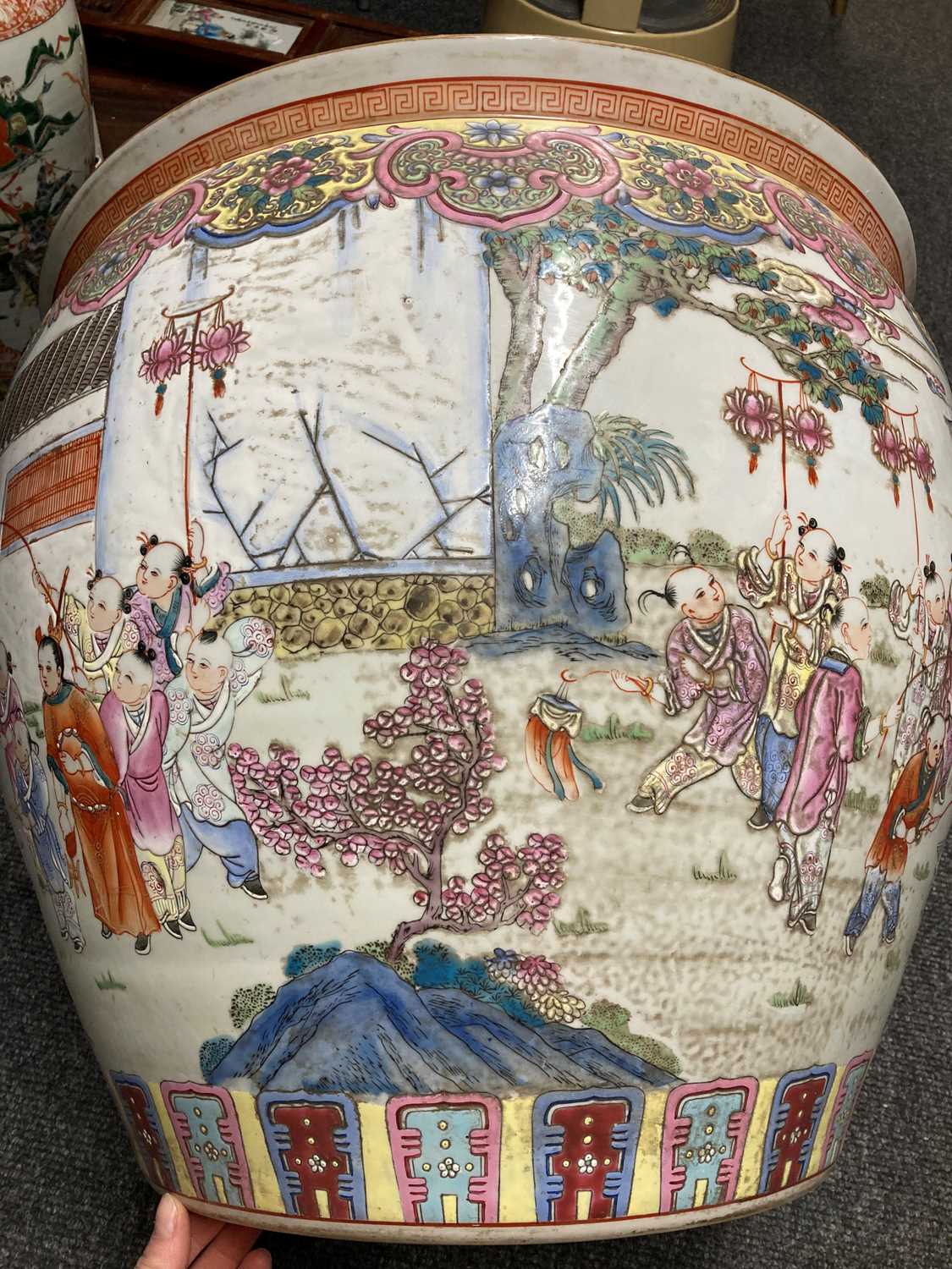 A large Chinese famille rose fish bowl, - Image 5 of 17