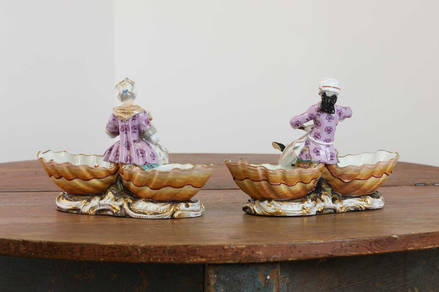 A pair of Meissen porcelain figural double salts, - Image 3 of 19