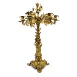 A large ormolu six branch candelabra,