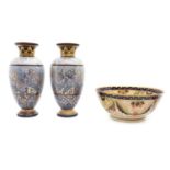 A pair of Doulton pottery vases,