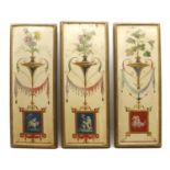 A set of three Neoclassical painted panels