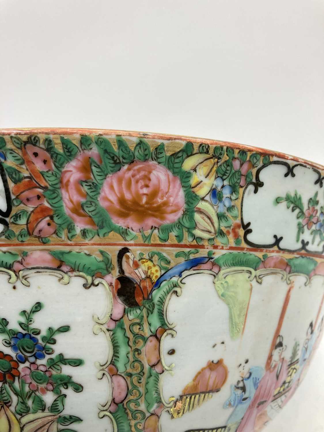 A Chinese canton famille rose punch bowl, - Image 9 of 13