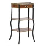 A French rosewood rosewood three tier etagere,