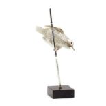 A Christofle white metal model of a bird,