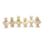 A group of six Parian ware busts