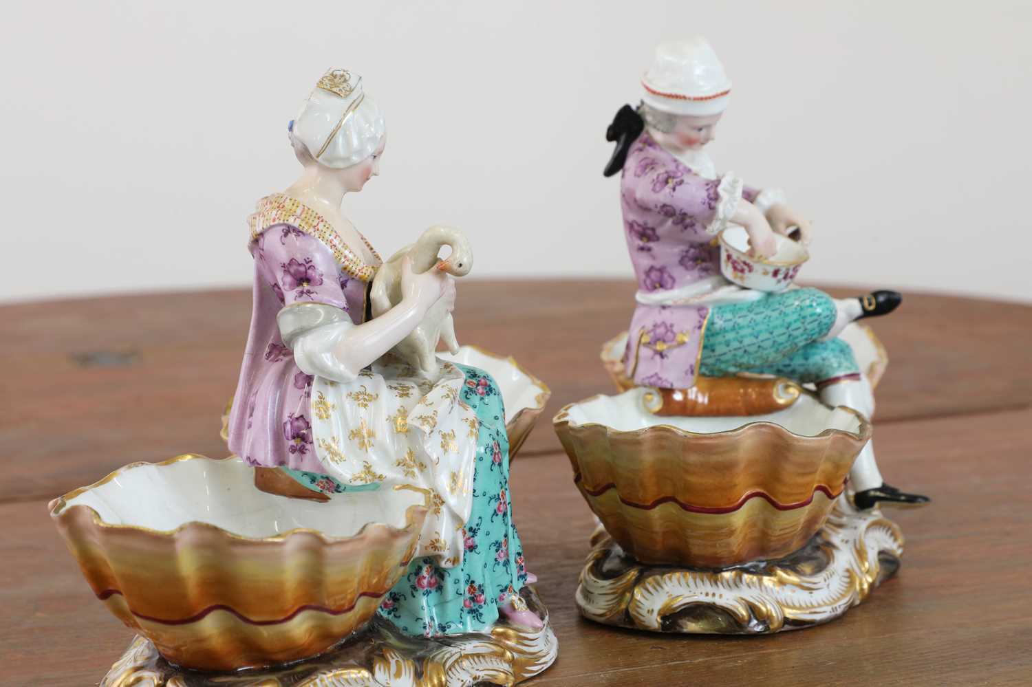 A pair of Meissen porcelain figural double salts, - Image 2 of 19