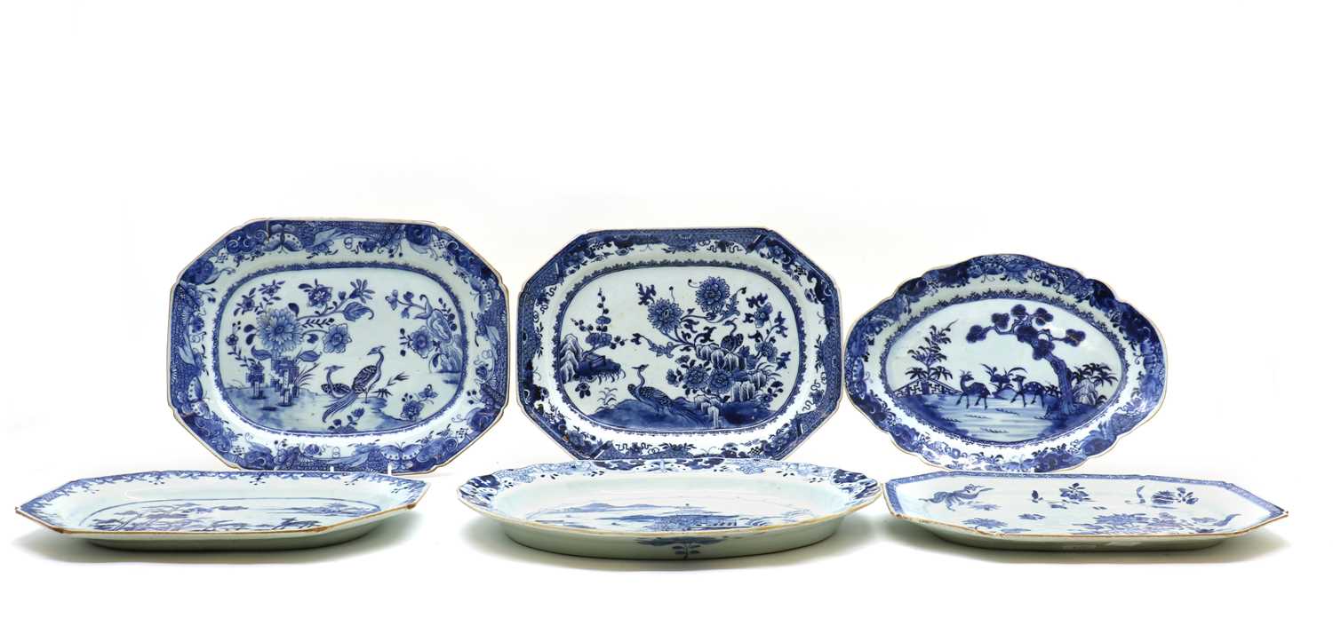 A collection of Chinese export blue and white meat plates,