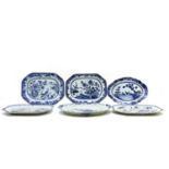 A collection of Chinese export blue and white meat plates,