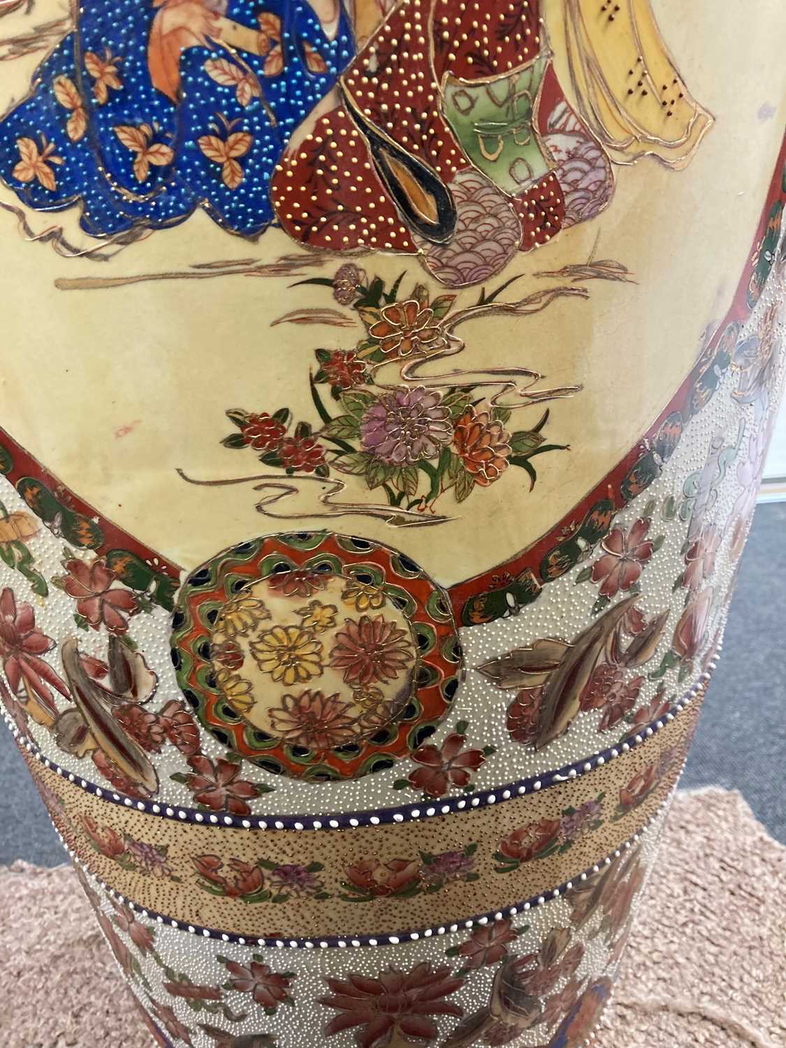 A large Japanese Satsuma ware vase, - Image 15 of 57