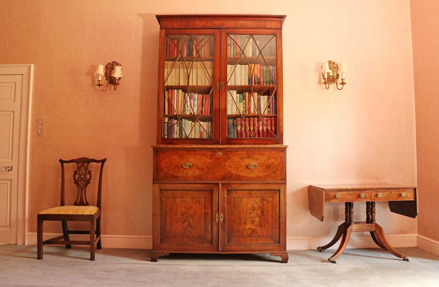 A George II mahogany secretaire bookcase,