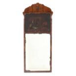 A Queen Anne style walnut framed Trumeau mirror,