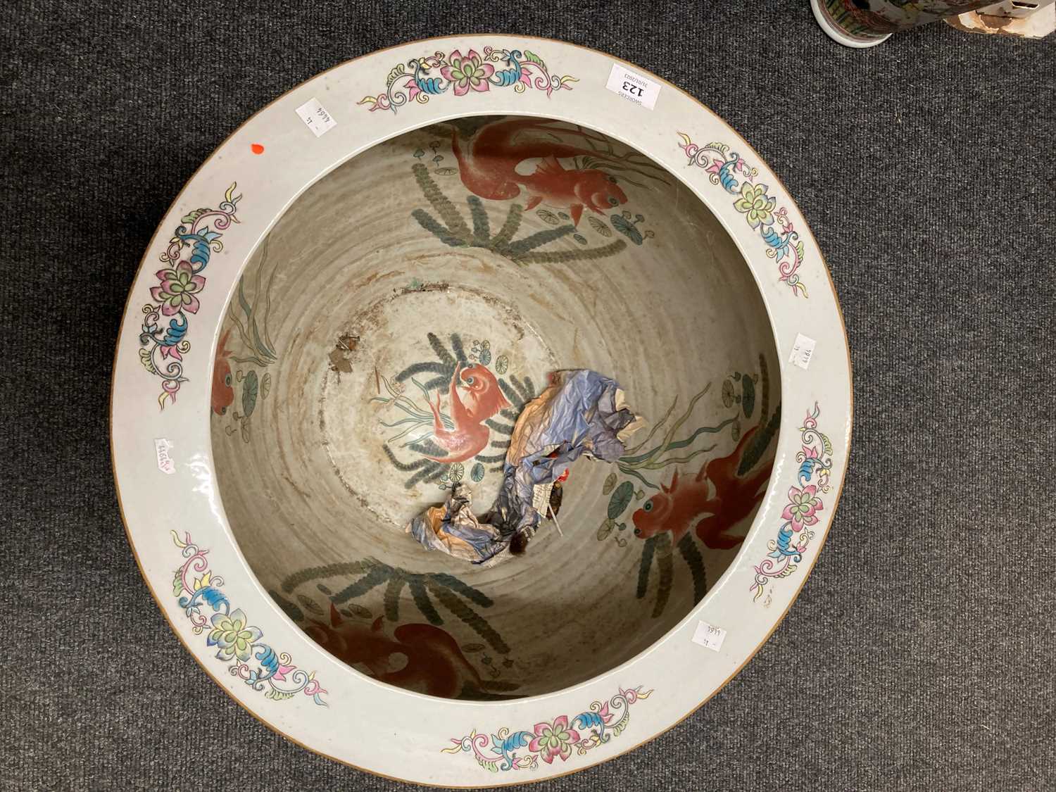 A large Chinese famille rose fish bowl, - Image 17 of 17