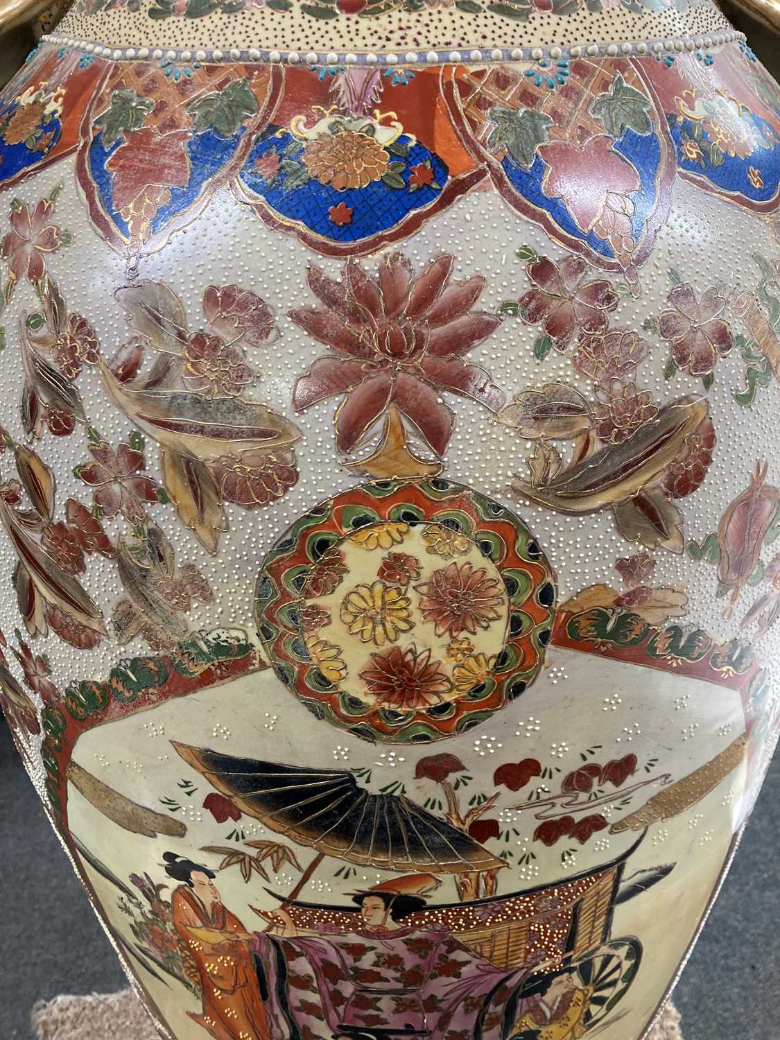 A large Japanese Satsuma ware vase, - Image 18 of 57