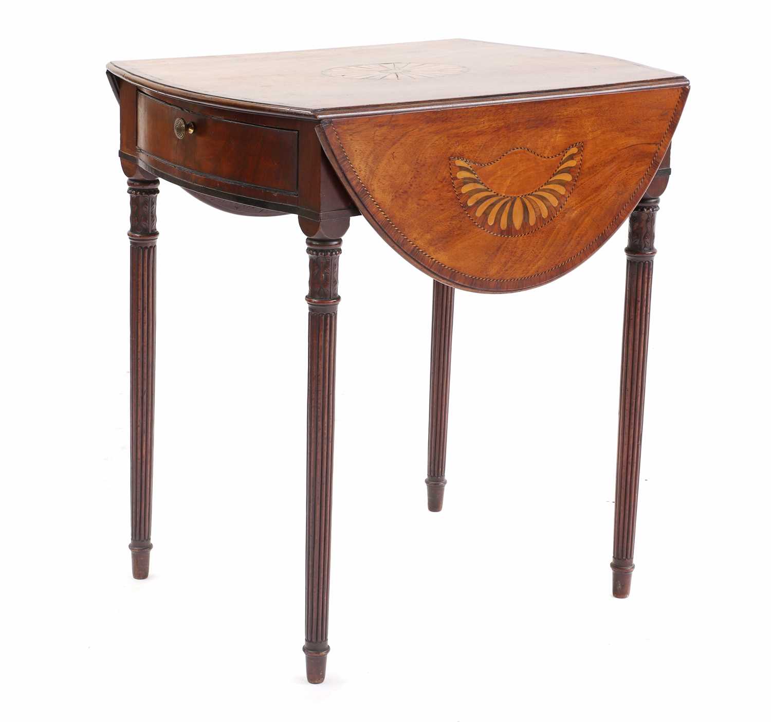 A George III mahogany inlaid and marquetry pembroke table