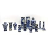 A collection of Chinese blue and white vases,