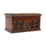 A Victorian Gothic Revival oak correspondence or letterbox