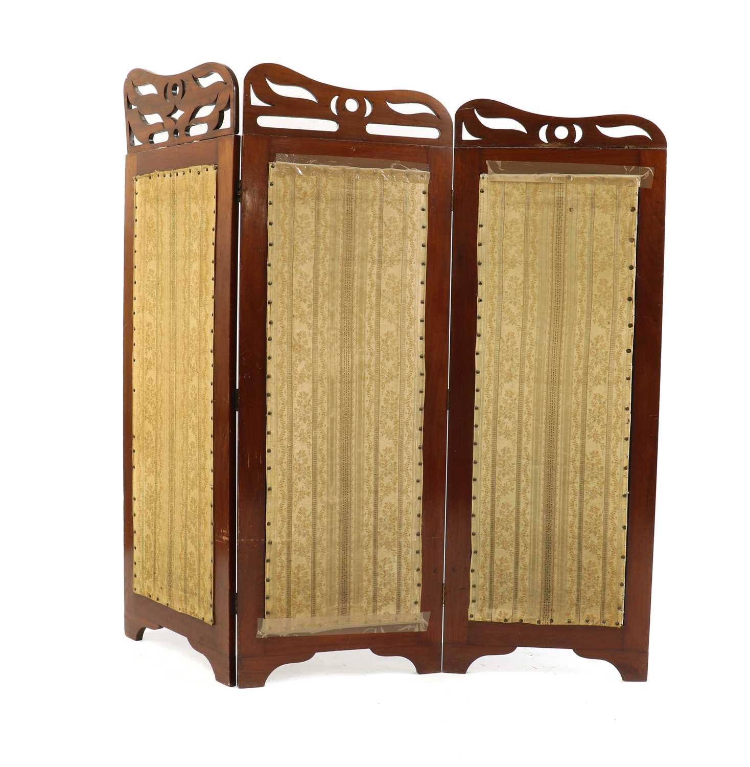 An Art Nouveau painted mahogany framed screen, - Image 2 of 2
