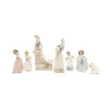 A collection of Lladro porcelain figures