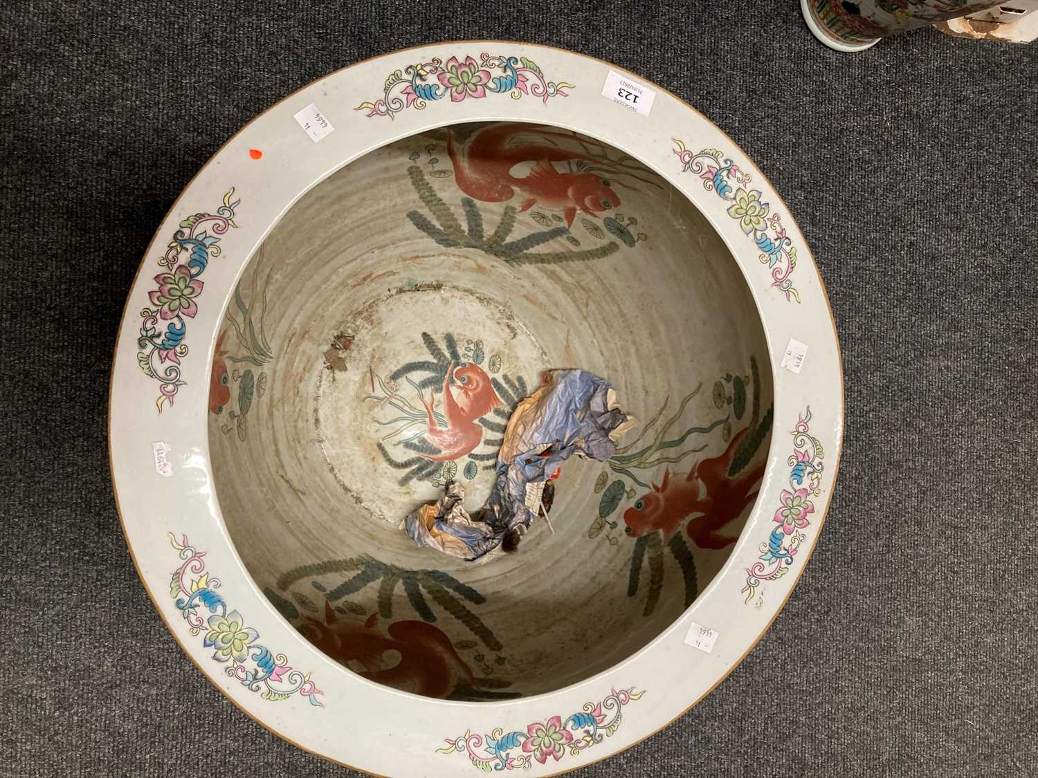 A large Chinese famille rose fish bowl, - Image 12 of 17