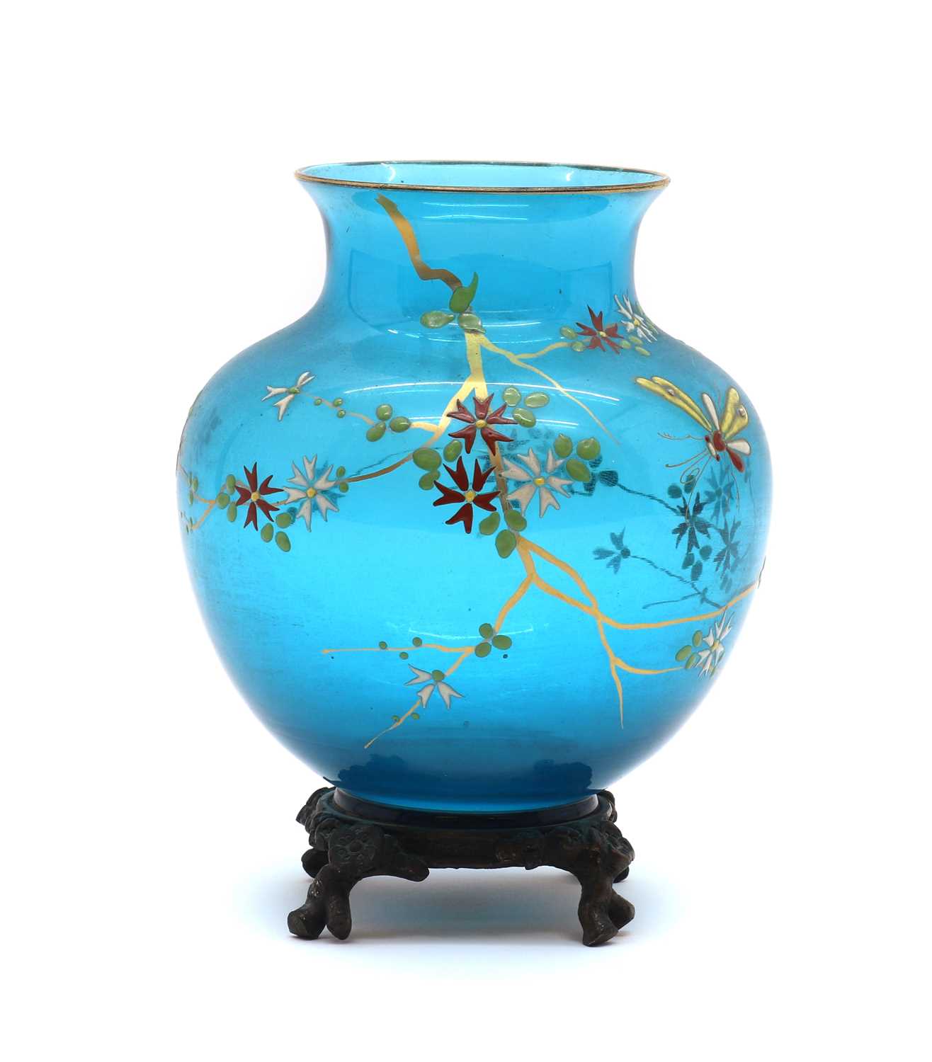 A French Aesthetic period enamelled glass vase