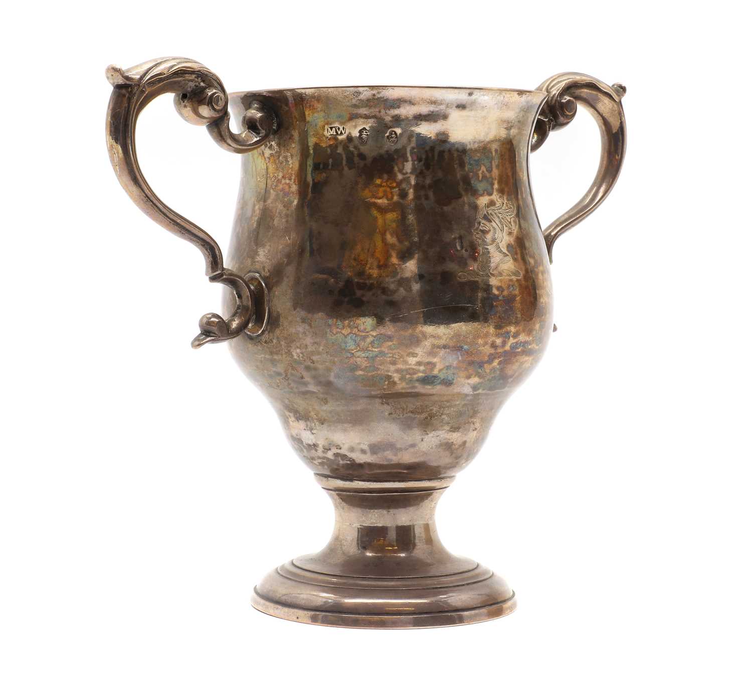 An Irish silver twin handled cup