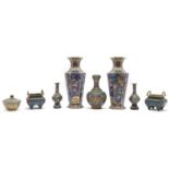 A collection of Chinese cloisonné enamel items