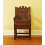 An oak wainscot chair,
