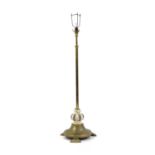 An Edwardian brass standard lamp,