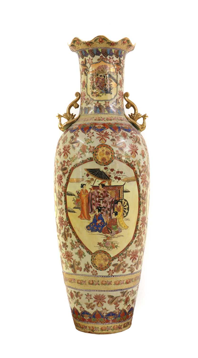 A large Japanese Satsuma ware vase,