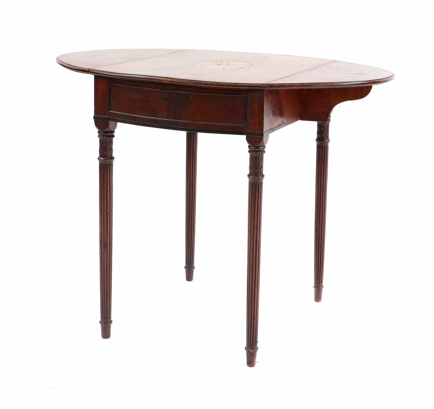 A George III mahogany inlaid and marquetry pembroke table - Image 3 of 14