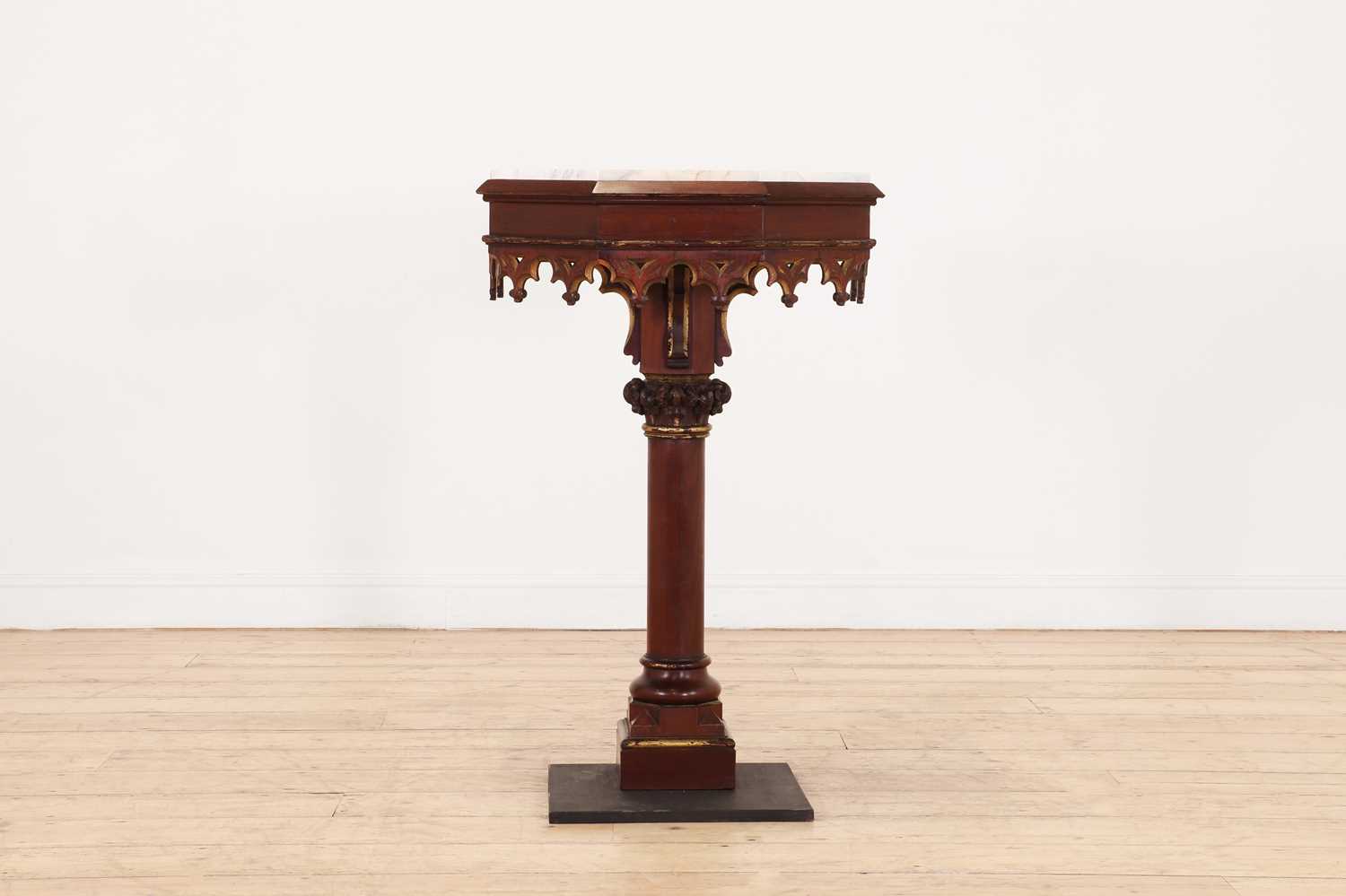 A Gothic Revival parcel-gilt pier table, - Image 4 of 11