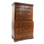 A George II walnut chest on chest