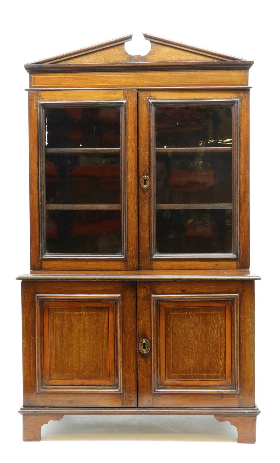 A George III-style walnut and satinwood strung miniature bookcase