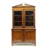 A George III-style walnut and satinwood strung miniature bookcase