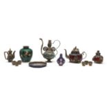 A collection of Asian metal wares