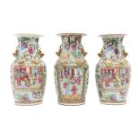 A group of three Chinese famille rose porcelain vases
