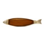 A large hardwood salmon serving board,